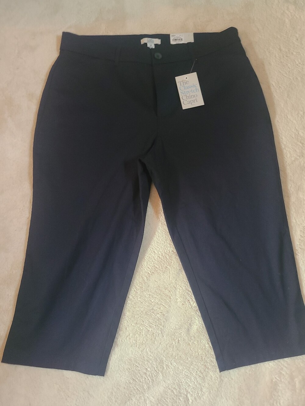 Croft & Borrow Classic Stretch Chino Capri in Navy Size 14P